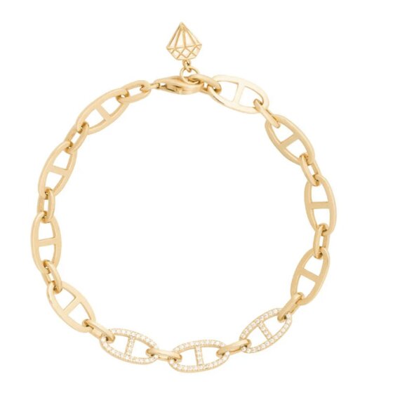 NWT Multi Link Anchor 14K Gold Rhodium Plated Vermeil Chain Bracelet - Picture 1 of 9